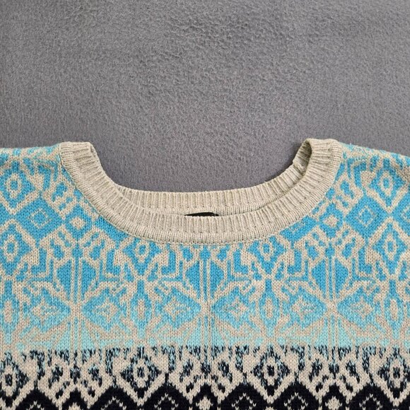 Talbots Women Petite 2XP Blue Gray Fair Isle Pullover Knit Sweater - Picture 3 of 9